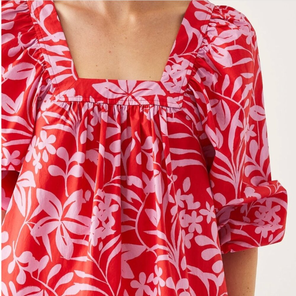 Voyageur by MerSea - Ada Poplin Top - Pink Floral, size M (could fit an L)